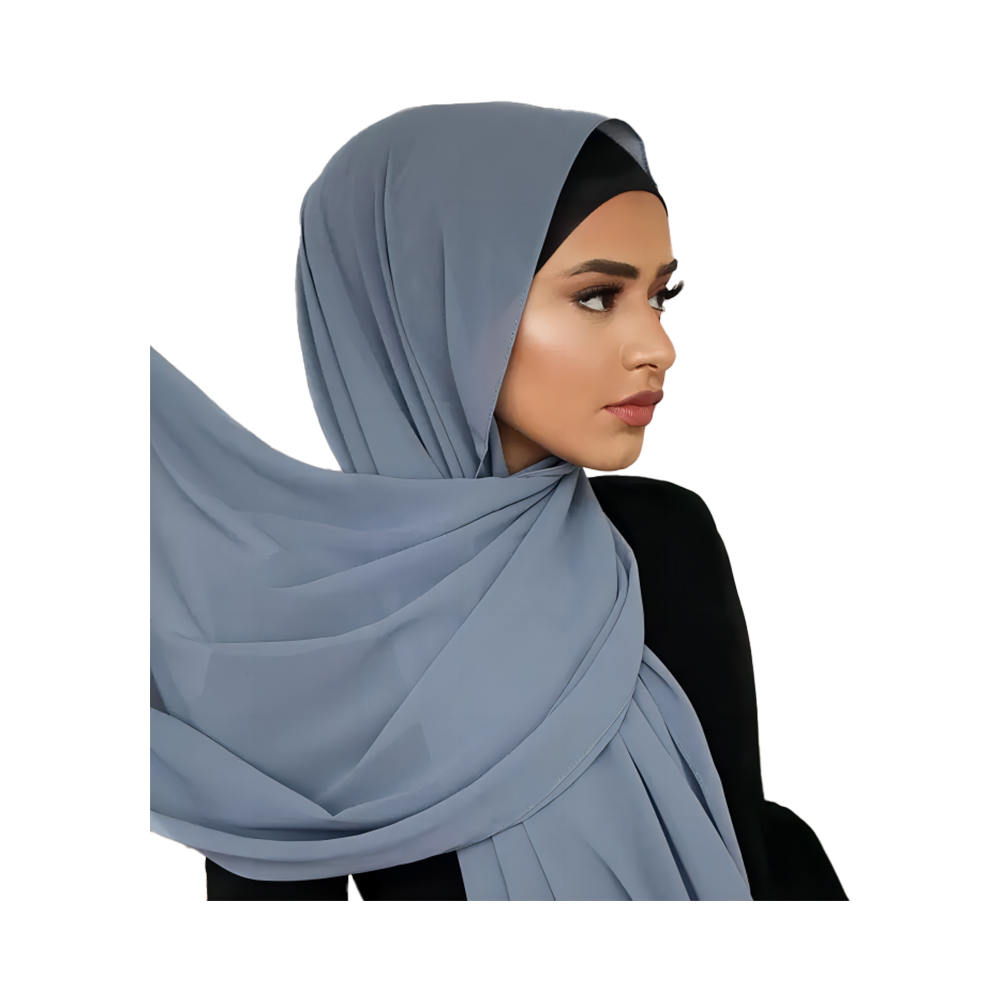 Ensfarget boble chiffon skjerf for kvinner mote myk hijab langt skjerf wrap skjerf