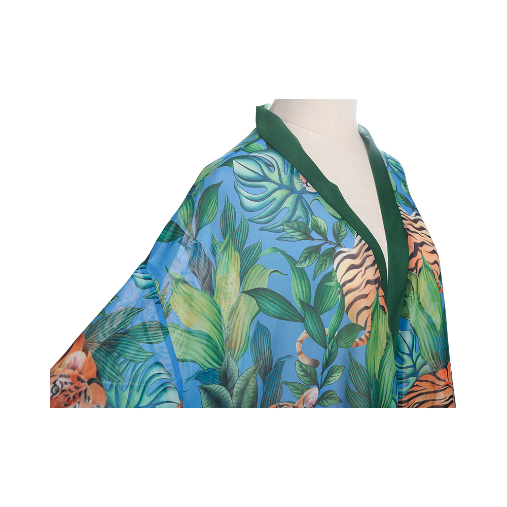 Digitaltrykk chiffon kvinner sommer bikini kimono badedrakt cover ups for badetøy