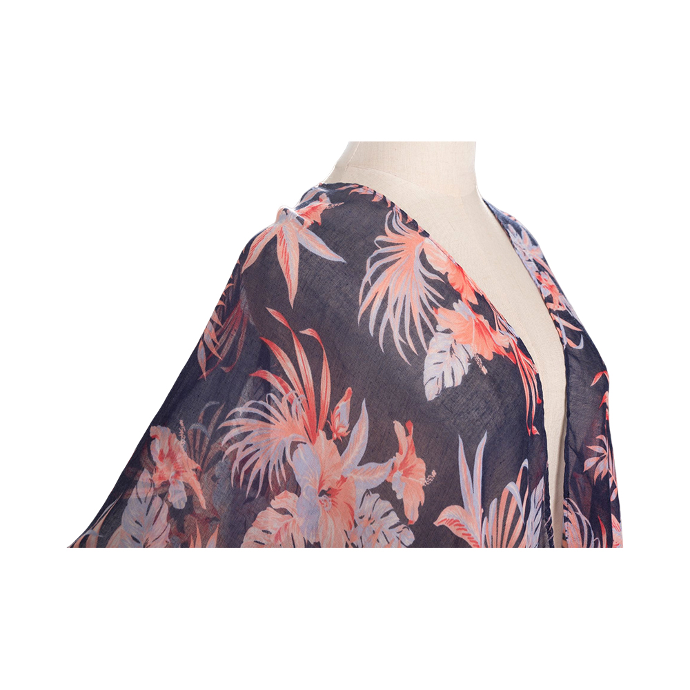 Voile dusk sommer tynne blomstertrykk chiffon elegante sjal for kvinner