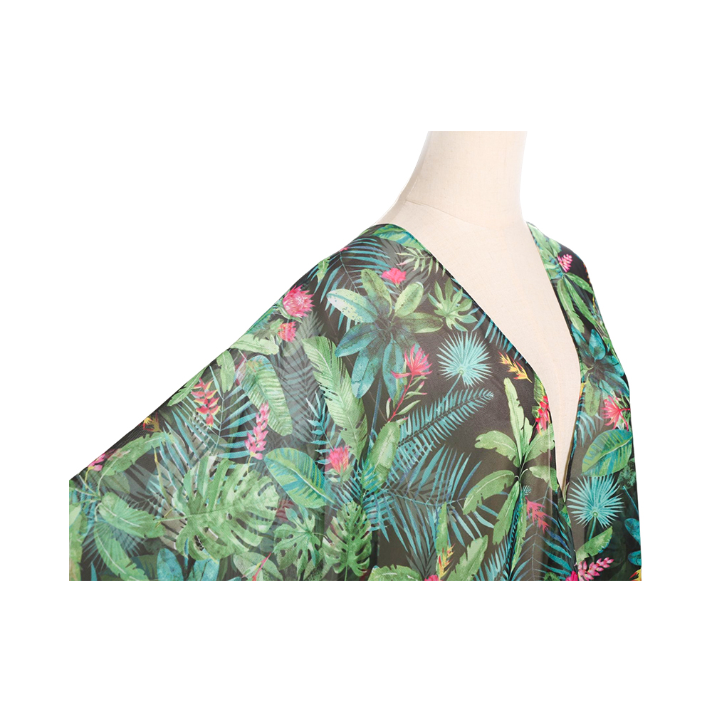 100 % polyester dame sommer cardigan chiffon floral cover up løs avslappet topp bluse